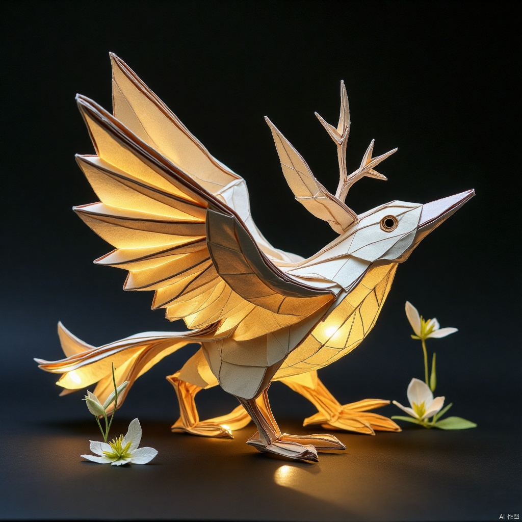 paper folding,Figure composed of light,Light - themed 
