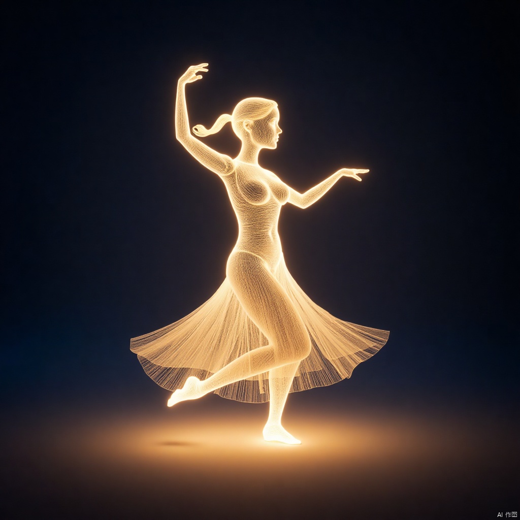 Figure composed of light,Light - themed ,dancing girl,