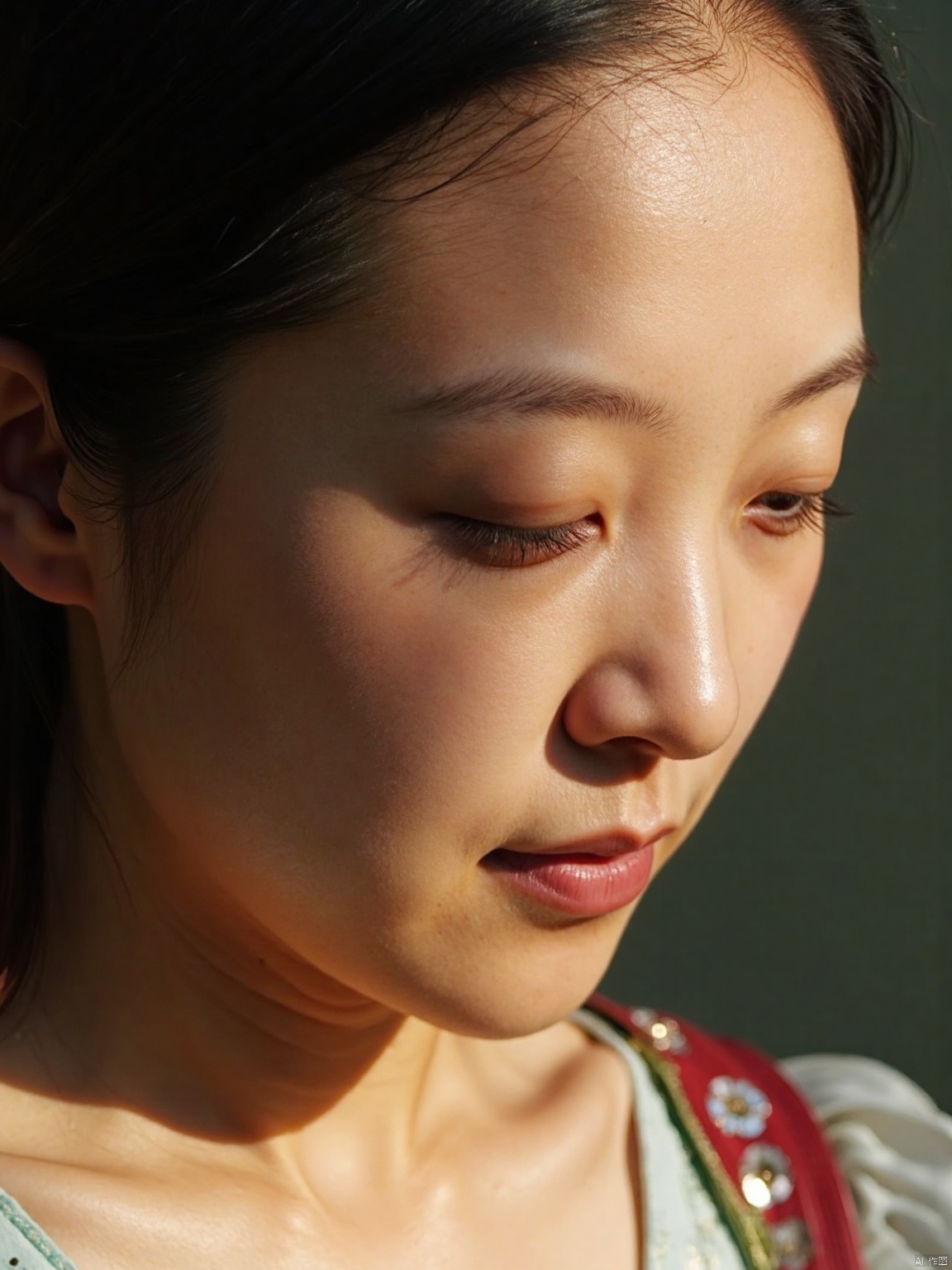 Close-up shot of a sexy woman , Expose the full face, delicate skin,shot with Kodak camera, light and shadow effects
