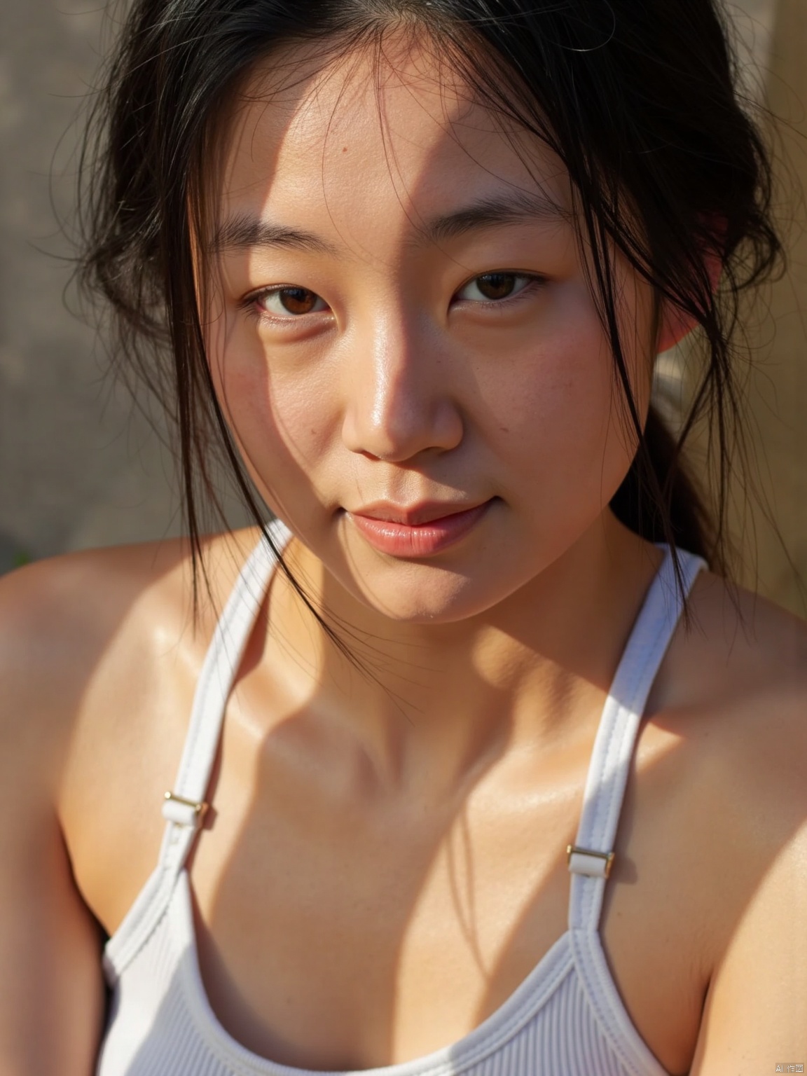Close-up shot of a girl , Expose the full face, delicate skin,shot with Kodak camera, light and shadow effects
