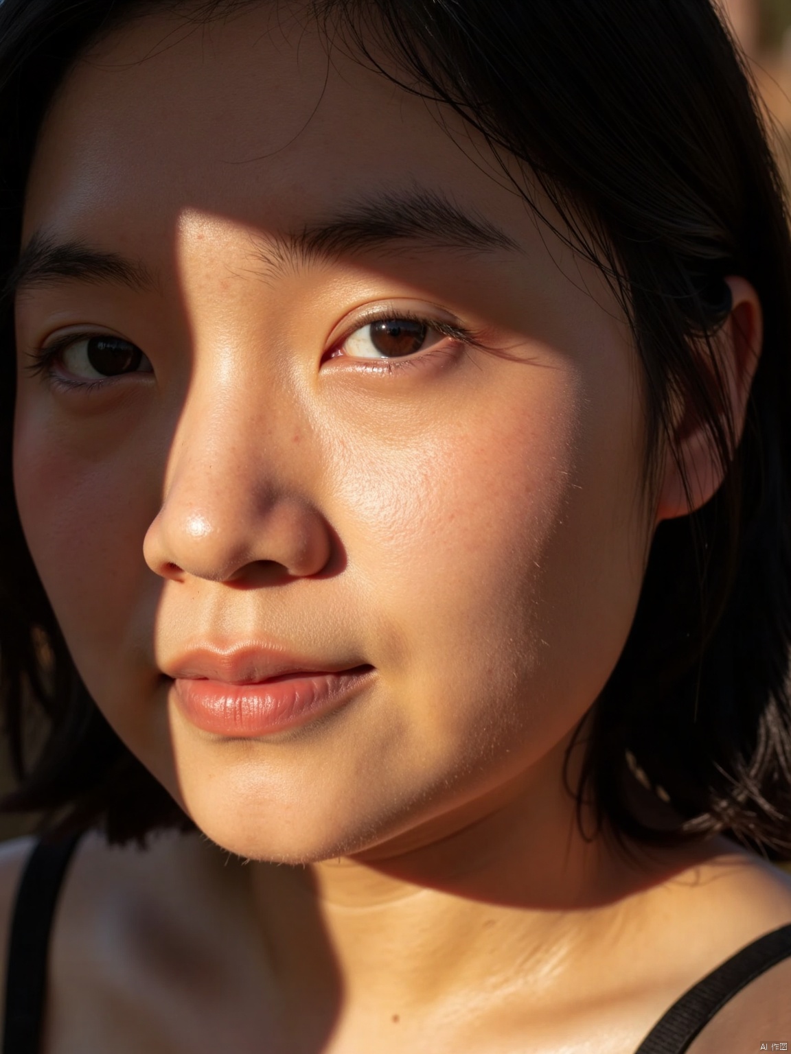 Close-up shot of a girl , Expose the full face, delicate skin,shot with Kodak camera, light and shadow effects
