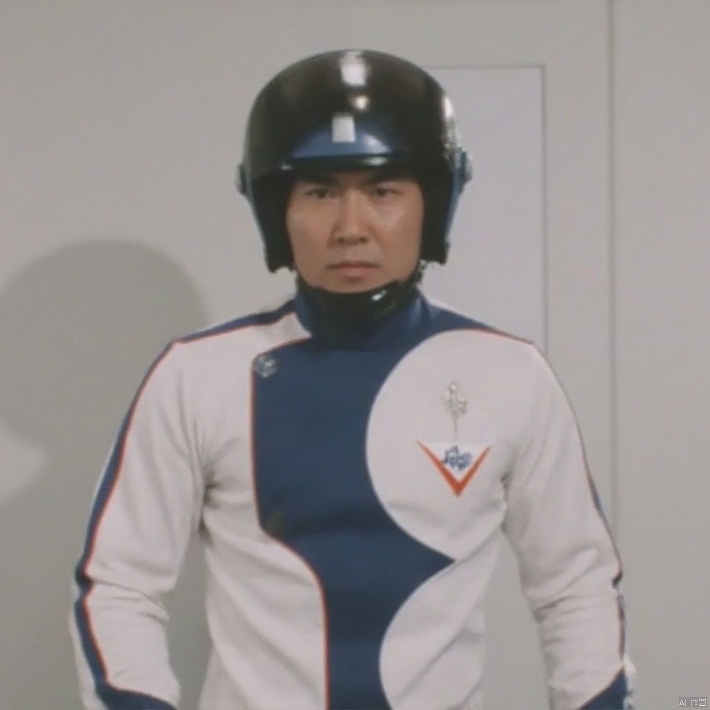 SGM,helmet,white pants,white jacket,collar,belt,logo,uniform,jacket,gloves,boots,emblem,pants,white gloves,black footwear,white jacket with red line,