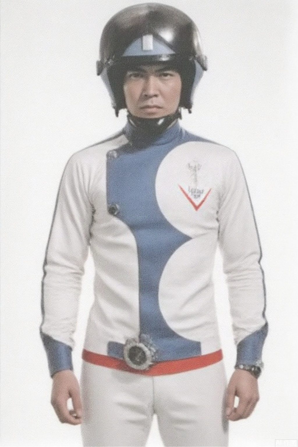 masterpiece, best quality,solo,(white background:1.2),simple background,
looking at viewer,SGM,helmet,white pants,white jacket,collar,belt,logo,uniform,jacket,gloves,boots,emblem,pants,white gloves,black footwear,white jacket with red line,white jacket with blue line