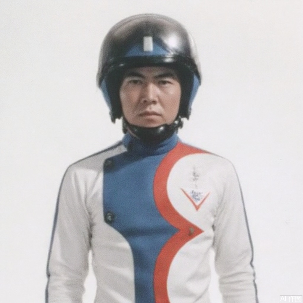 masterpiece, best quality,solo,(white background:1.2),simple background,
looking at viewer,SGM,helmet,white pants,white jacket,collar,belt,logo,uniform,jacket,gloves,boots,emblem,pants,white gloves,black footwear,white jacket with red line,white jacket with blue line