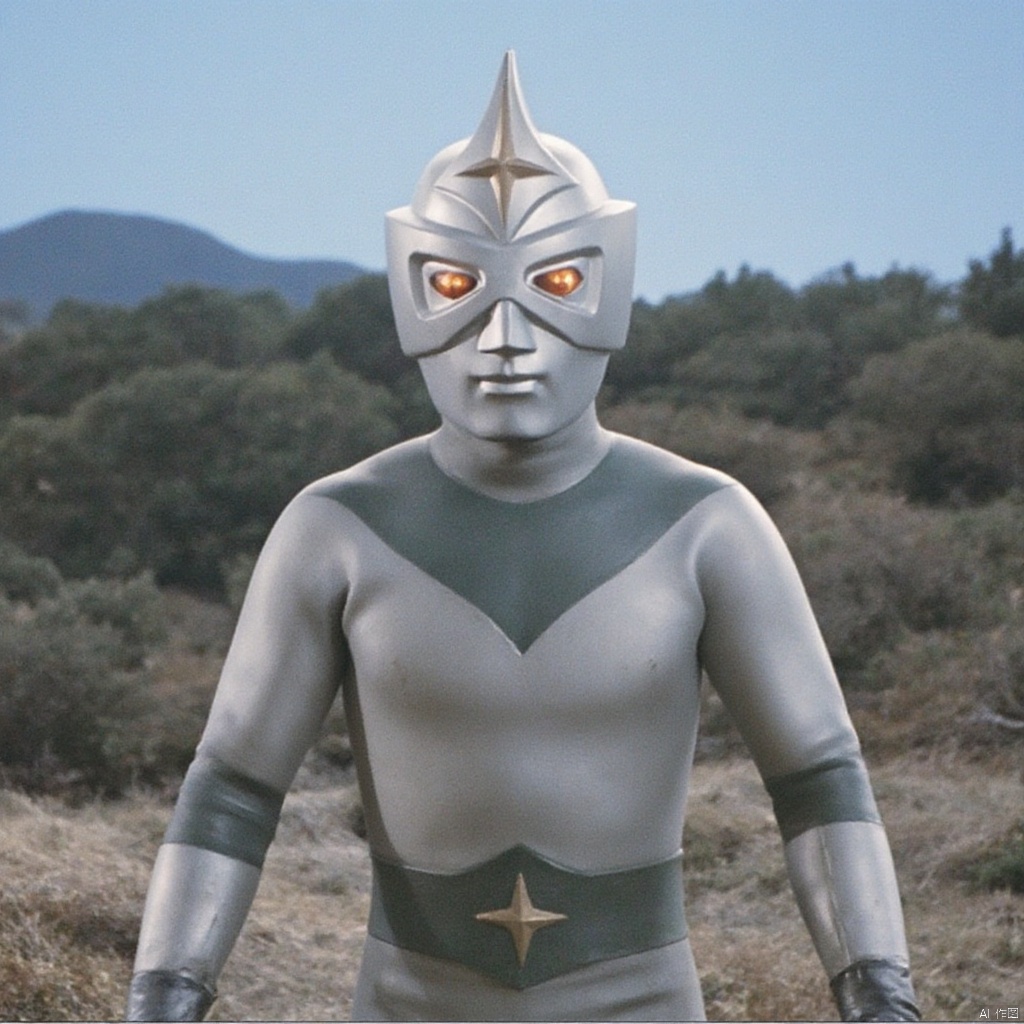 Mirrorman,ultraman,silver bodysuit,silver gloves,legwear,gloves,boots,cover,mask,plugsuit,armor,bodysuit,green pattern on body,silver tight-fitting,silver footwear,helmet,leather suit,latex,tokusatsu,no humans,science fiction,silver head,hard mask,no smile,no eyes,no nose,solo,silver rubber bodysuit with green line