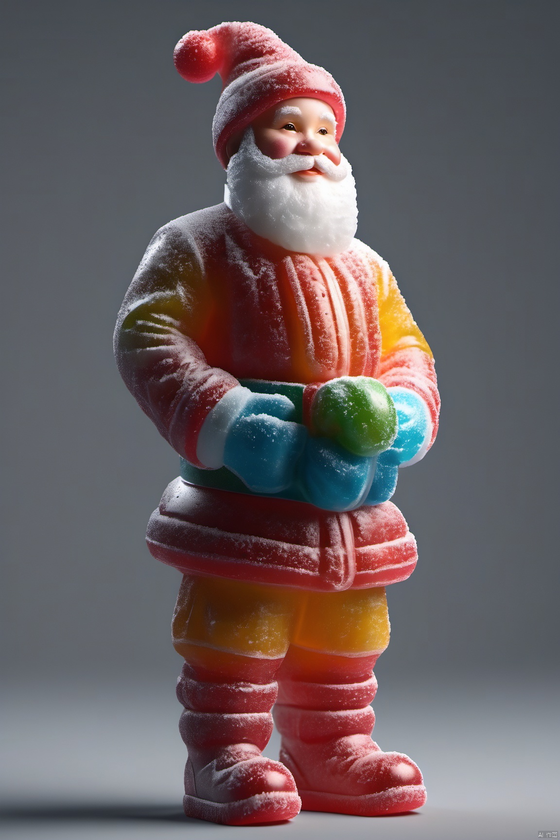 duocaitangsu,(Santa Claus,holding a burden,gray background,full body,standalone display,geometric patterns,front view,3D art,C4D,3D rendering,light and shadow,depth of field,best quality,8K,super details,ultra-detailed,sharp focus,physically-based rendering,extreme detail description,professional,vivid colors,bokeh,detailed textures,realistic,photo-realistic:1.37),