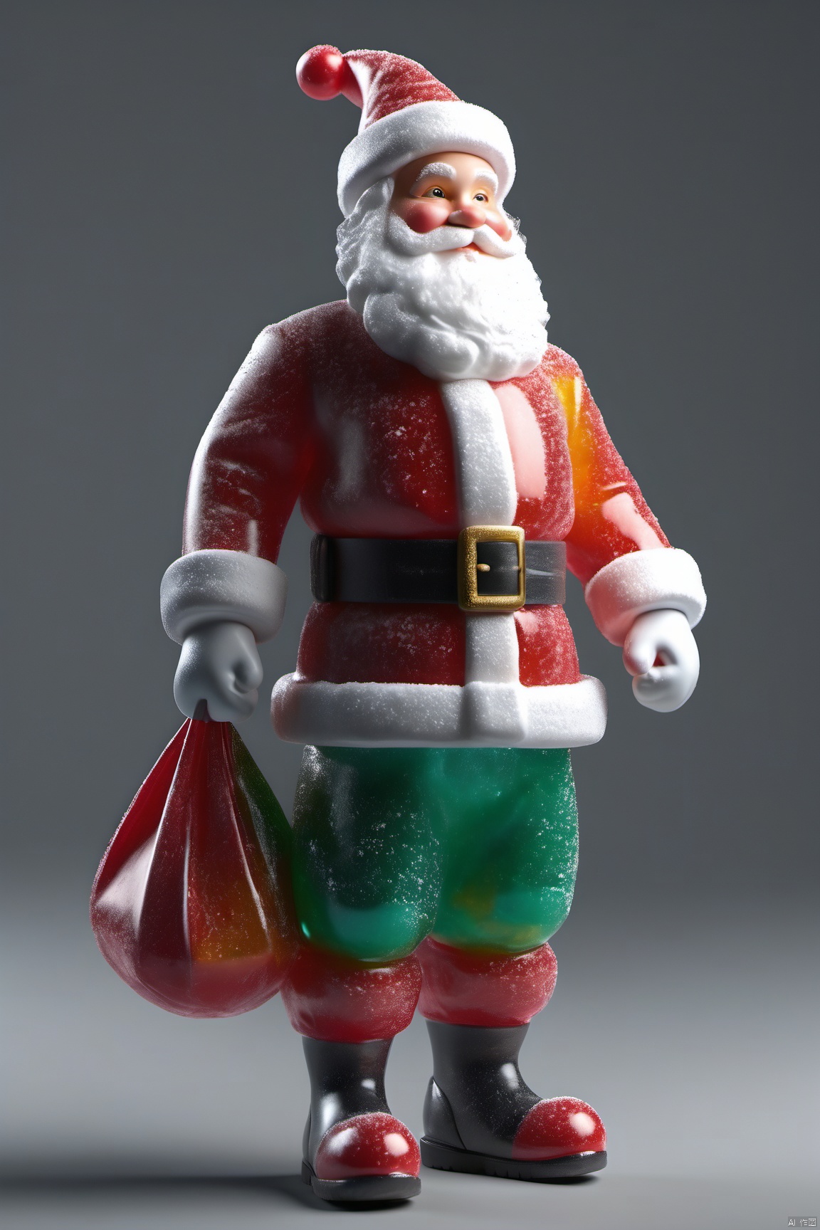 duocaitangsu,(Santa Claus,holding a burden,gray background,full body,standalone display,geometric patterns,front view,3D art,C4D,3D rendering,light and shadow,depth of field,best quality,8K,super details,ultra-detailed,sharp focus,physically-based rendering,extreme detail description,professional,vivid colors,bokeh,detailed textures,realistic,photo-realistic:1.37),