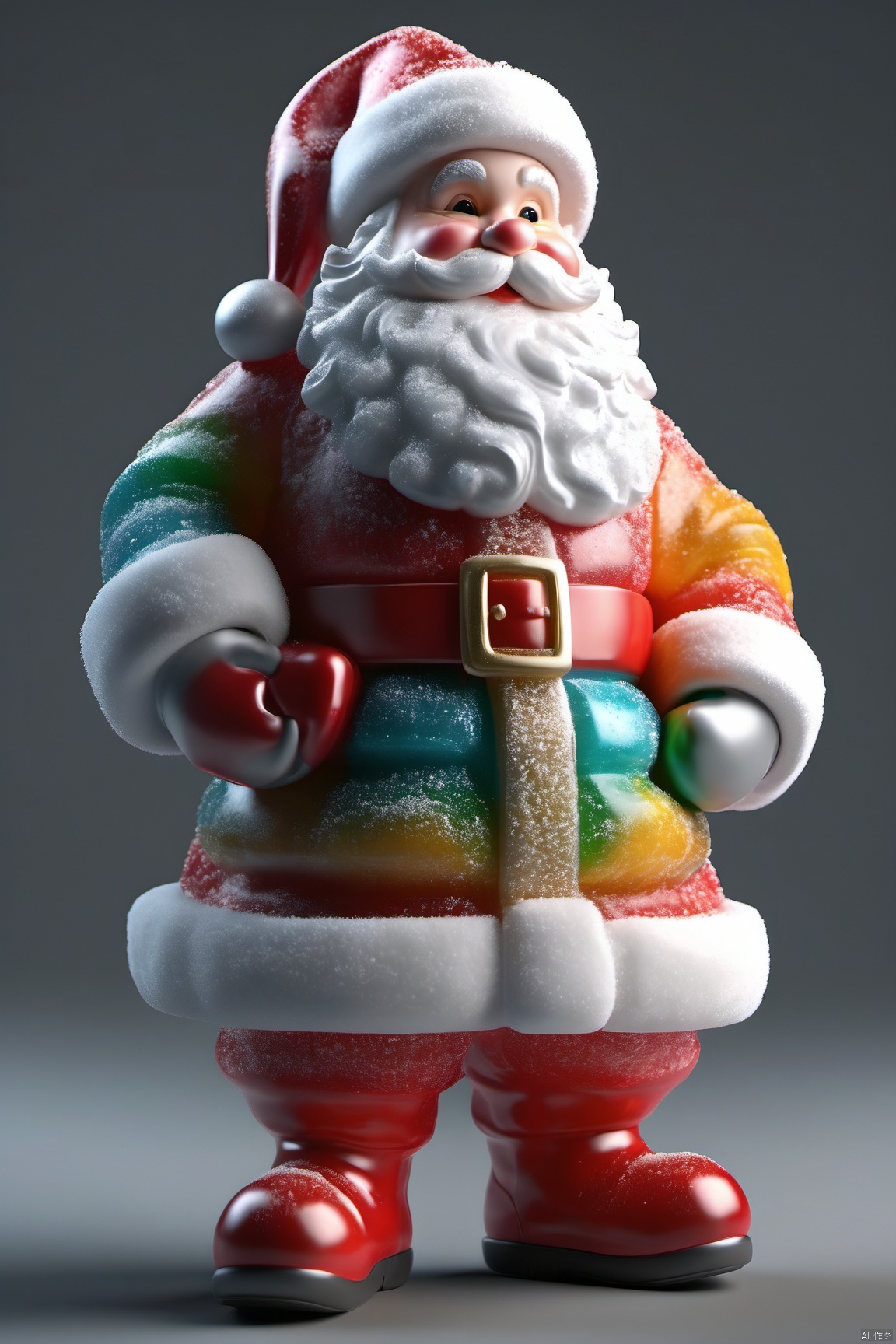 duocaitangsu,(Santa Claus,holding a burden,gray background,full body,standalone display,geometric patterns,front view,3D art,C4D,3D rendering,light and shadow,depth of field,best quality,8K,super details,ultra-detailed,sharp focus,physically-based rendering,extreme detail description,professional,vivid colors,bokeh,detailed textures,realistic,photo-realistic:1.37),