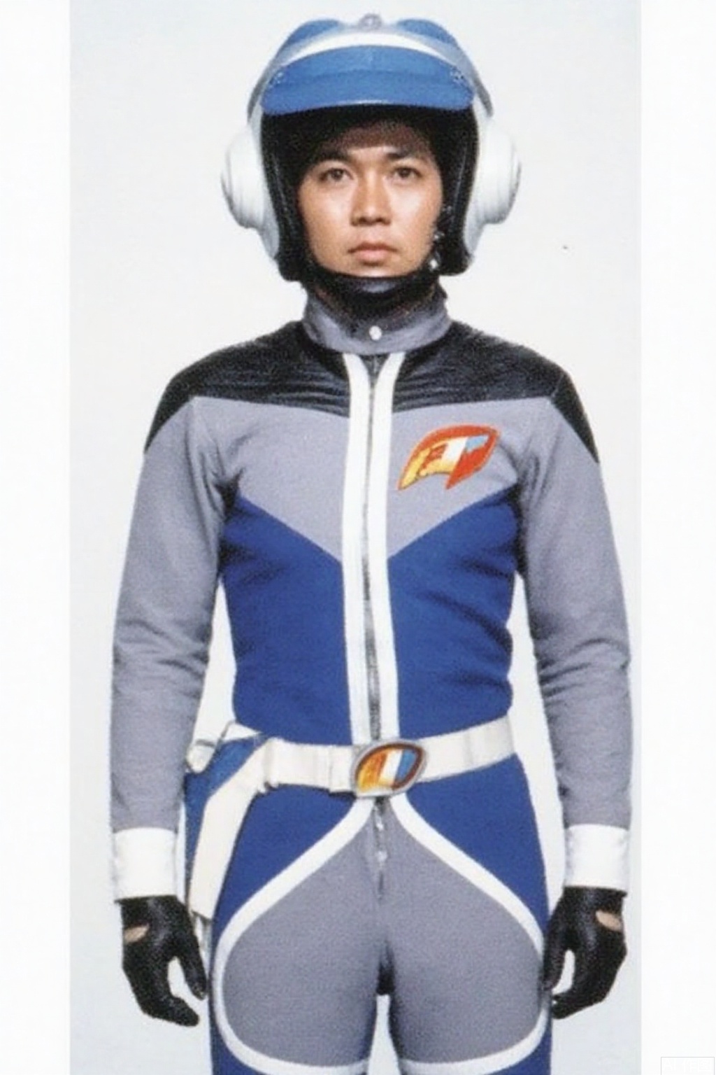 masterpiece, best quality,solo,(white background:1.2),simple background,
looking at viewer,PAT,helmet,collar,belt,logo,uniform,jacket,gloves,boots,emblem,pants,grey jacket with blue line