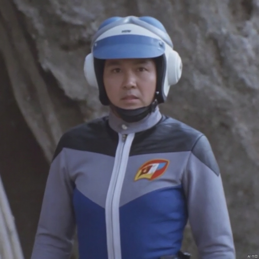 PAT,helmet,collar,belt,logo,uniform,jacket,gloves,boots,emblem,pants,grey jacket with blue line