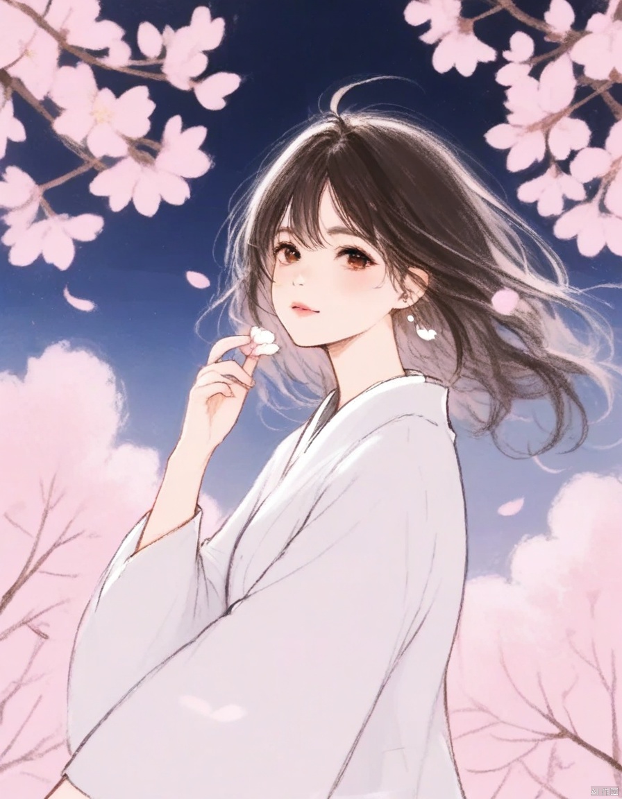 crayonsketch,A digital illustration featuring a white snake with a pink underbelly coiled elegantly among pink cherry blossoms. The snake has blue eyes and a forked tongue, giving it a mystical appearance. The background is a solid, vibrant red, with a subtle pattern of cherry blossoms in lighter shades of pink. At the top of the image, bold white text reads "Happy Snake Year 2025" in a playful, bold font. The overall style is clean and modern with a touch of traditional Asian art influence. The snake's scales are detailed, giving it a lifelike texture, while the flowers have a soft, delicate appearance. The image exudes a festive and auspicious feel, perfect for celebrating the Chinese New Year.