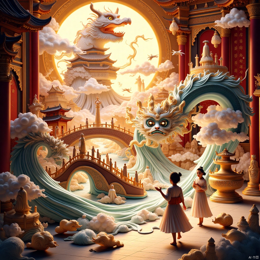 
Peki,Chinese style,high detail,high resolution,masterpiece,best quality,HD,8K,16K,best quality,masterpiece,realistic art style,ethereal fantasy concept art of best quality,fractal art,dream city in the style of structured chaos,goldenpalette,unique yokai illustrations,cryengine,largescale murals,ornate complexity,vivid energy,magnificent,celestial,ethereal,painterly,epic,majestic,magical,fantasy art,cover art,dreamy,.,Scroll painting