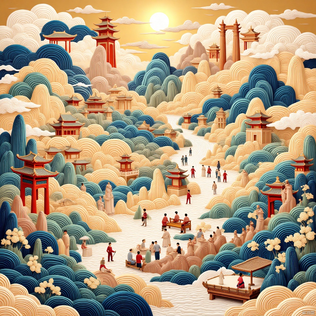 Scroll painting,Funfair,国画,Traditional Chinese Painting