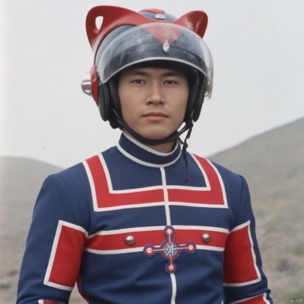zat,helmet,blue pants,blue jacket,collar,belt,logo,uniform,jacket,gloves,boots,emblem,pants,blue footwear,blue uniform with red line