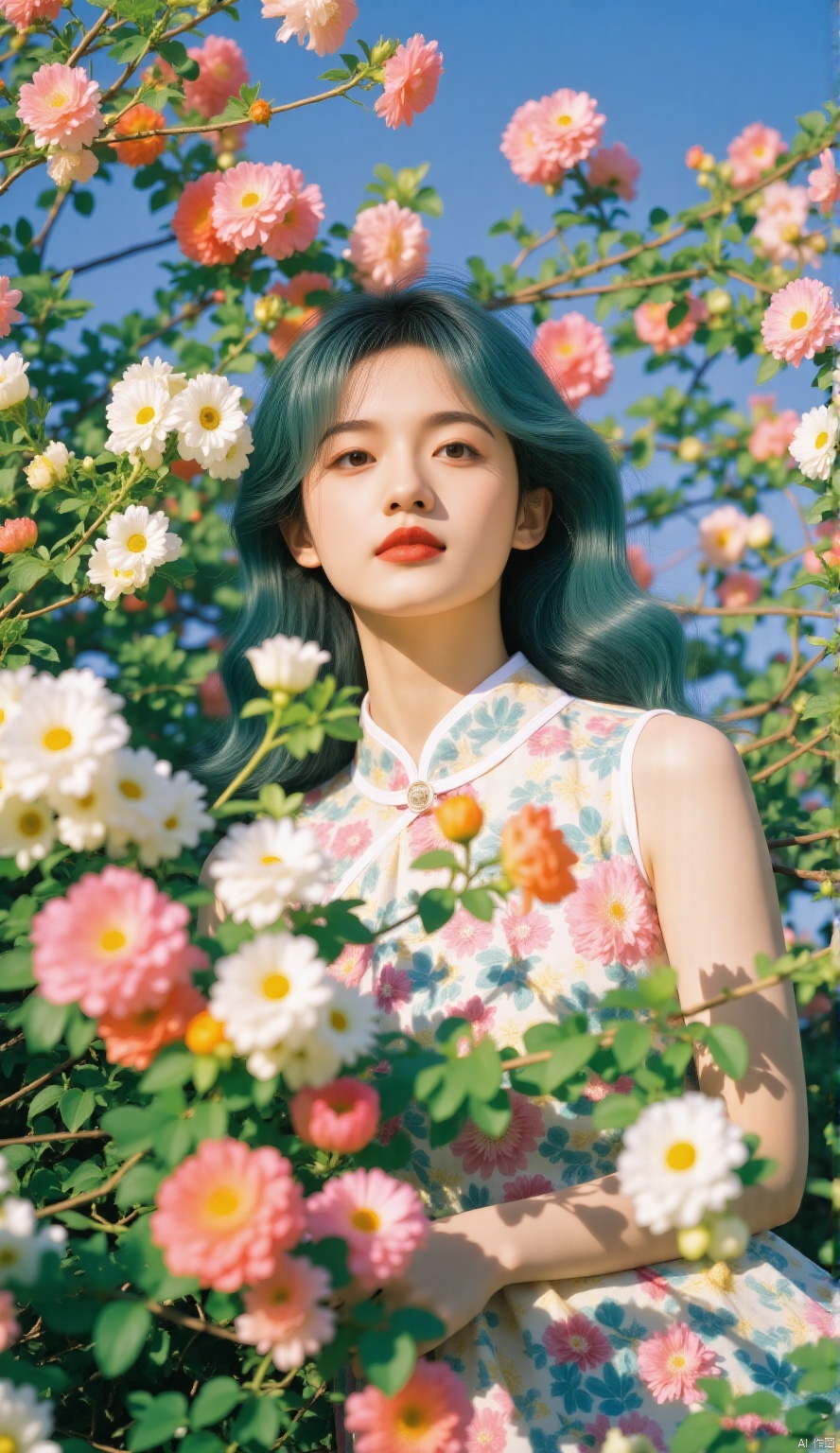 Flowers,1girl,cheongsam