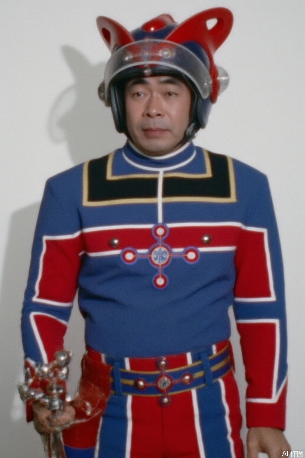 masterpiece, best quality,solo,(white background:1.2),simple background,
looking at viewer,zat,helmet,blue pants,blue jacket,uniform,emblem,blue uniform with black and red line,belt,collar,logo