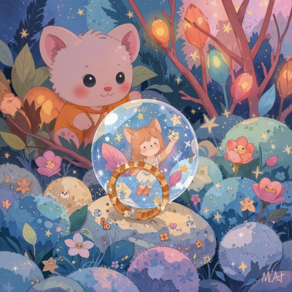 Create a divine glass ring with a soft,  glowing aura,  set against a background of a plush on Tensor.Art