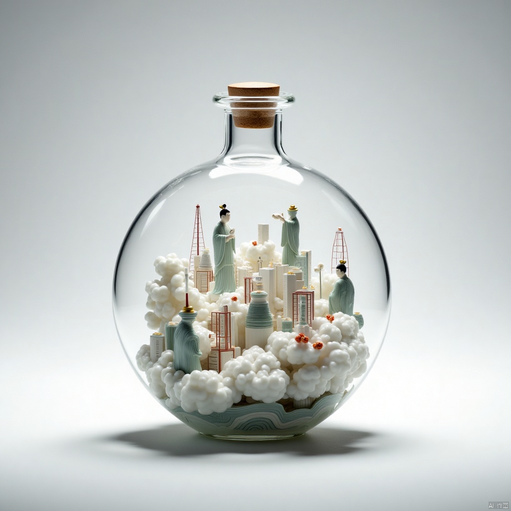 City in the cloud,瓷器,porcelain,World in a bottle