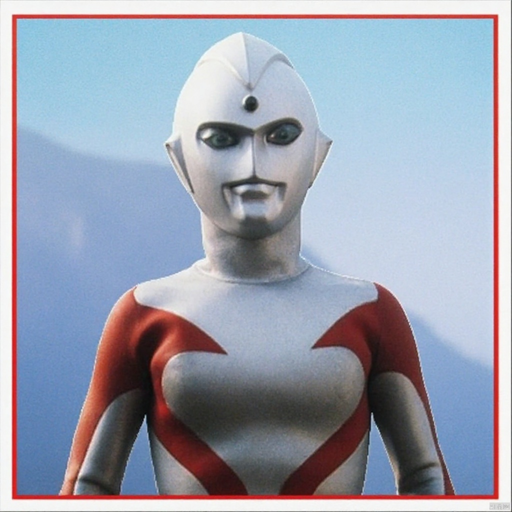 Alien Emerald,ultraman,silver bodysuit,silver gloves,legwear,gloves,boots,cover,mask,plugsuit,armor,bodysuit,red pattern on body,silver tight-fitting,silver footwear,helmet,leather suit,latex,tokusatsu,no humans,science fiction,silver head,hard mask,no smile,no eyes,no nose,solo,silver rubber bodysuit with red line