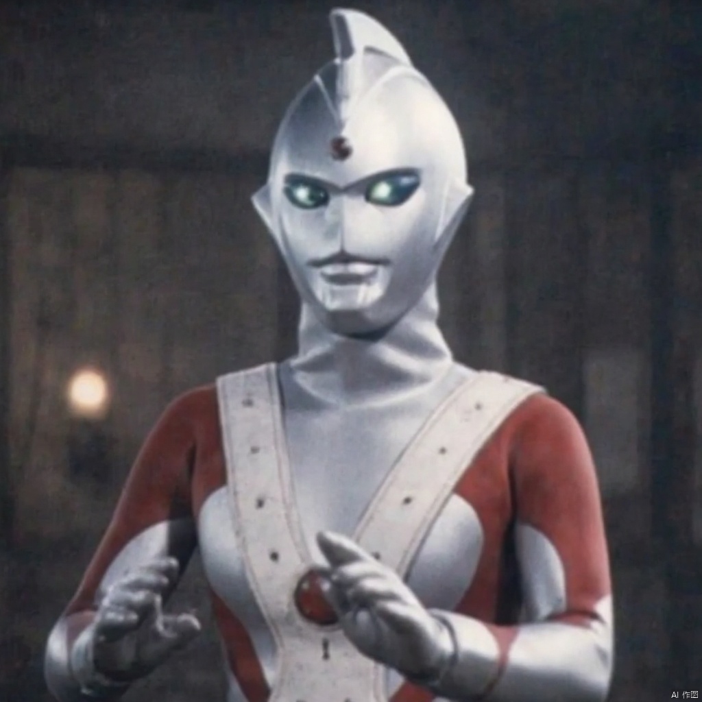 Alien Emerald,ultraman,silver bodysuit,silver gloves,legwear,gloves,boots,cover,mask,plugsuit,armor,bodysuit,red pattern on body,silver tight-fitting,silver footwear,helmet,leather suit,latex,tokusatsu,no humans,science fiction,silver head,hard mask,no smile,no eyes,no nose,solo,silver rubber bodysuit with red line