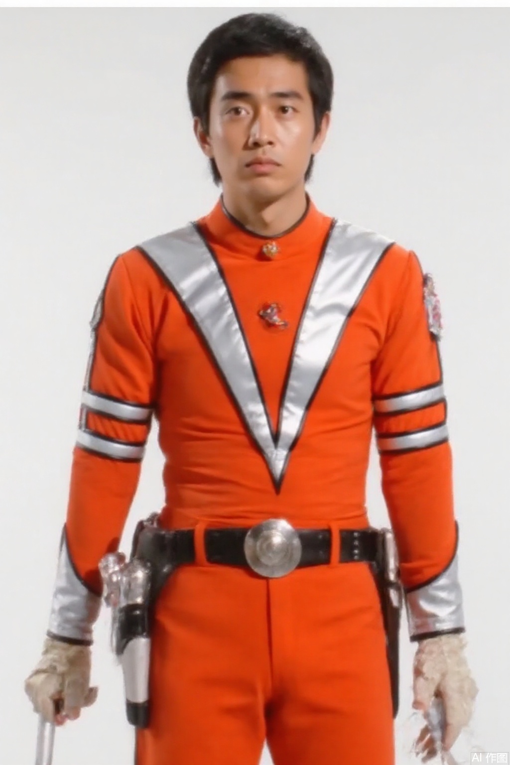 masterpiece, best quality,solo,(white background:1.2),simple background,
looking at viewer,MAC,helmet,orange pants,orange jacket,collar,belt,logo,uniform,jacket,gloves,boots,emblem,pants,white gloves,black footwear,orange jacket with Silver line
