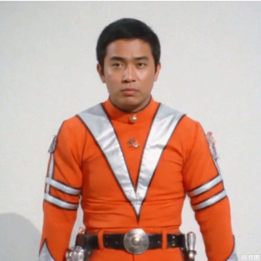 masterpiece, best quality,solo,(white background:1.2),simple background,
looking at viewer,MAC,,orange pants,orange jacket,collar,belt,logo,uniform,jacket,gloves,boots,emblem,pants,white gloves,black footwear,orange jacket with Silver line