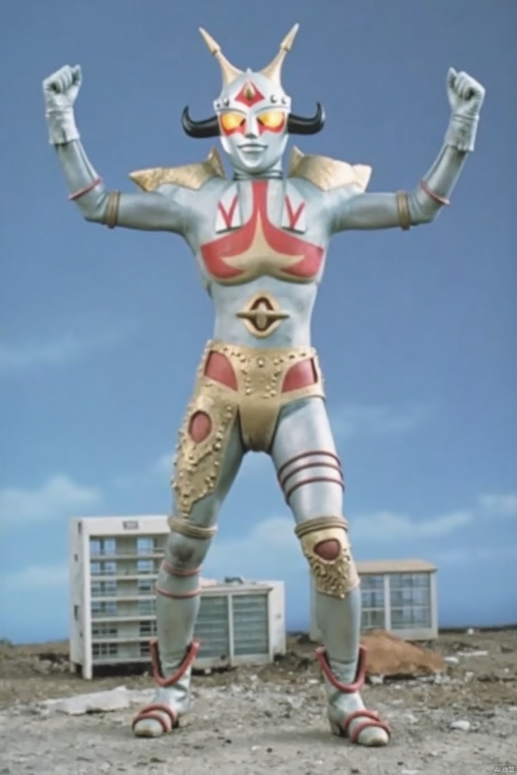 ,silver bodysuit,silver gloves,legwear,gloves,boots,cover,mask,plugsuit,armor,bodysuit,red pattern on body,silver tight-fitting,silver footwear,helmet,leather suit,latex,tokusatsu,no humans,science fiction,silver head,hard mask,no smile,no eyes,no nose,solo,silver rubber bodysuit with red line,ultraman,Jum Killer,super robot,machinery,mecha
