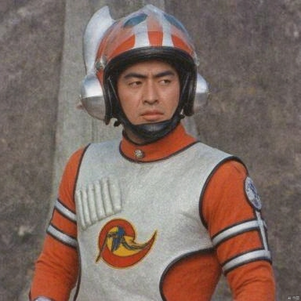 MAC,helmet,orange pants,orange jacket,collar,belt,logo,uniform,jacket,gloves,boots,emblem,pants,white gloves,black footwear,orange jacket with Silver vest