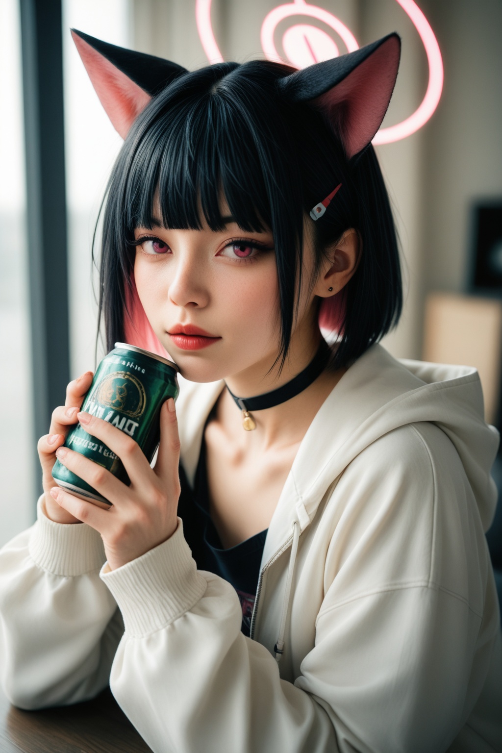 1girl,  kazusa \(blue archive\),  cat ears on Tensor.Art