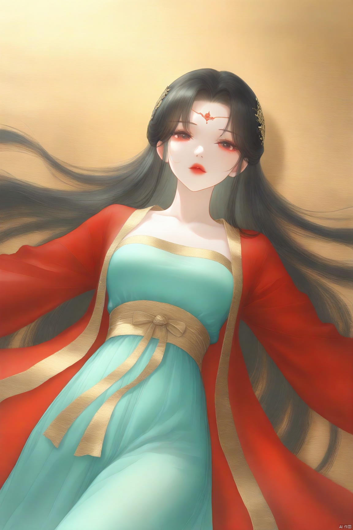  ,jinboyancaizhushahong,Chinese girl,writhing,Delicate facial features,Heroic,Charming,（There are embroideries on the clothes：1.4）,outside,green color,Long Hanfu,Chinese Traditional Cloth,Feminine,8K,super-fine,tmasterpiece,dynamic viewing angle,Fine depiction of the face