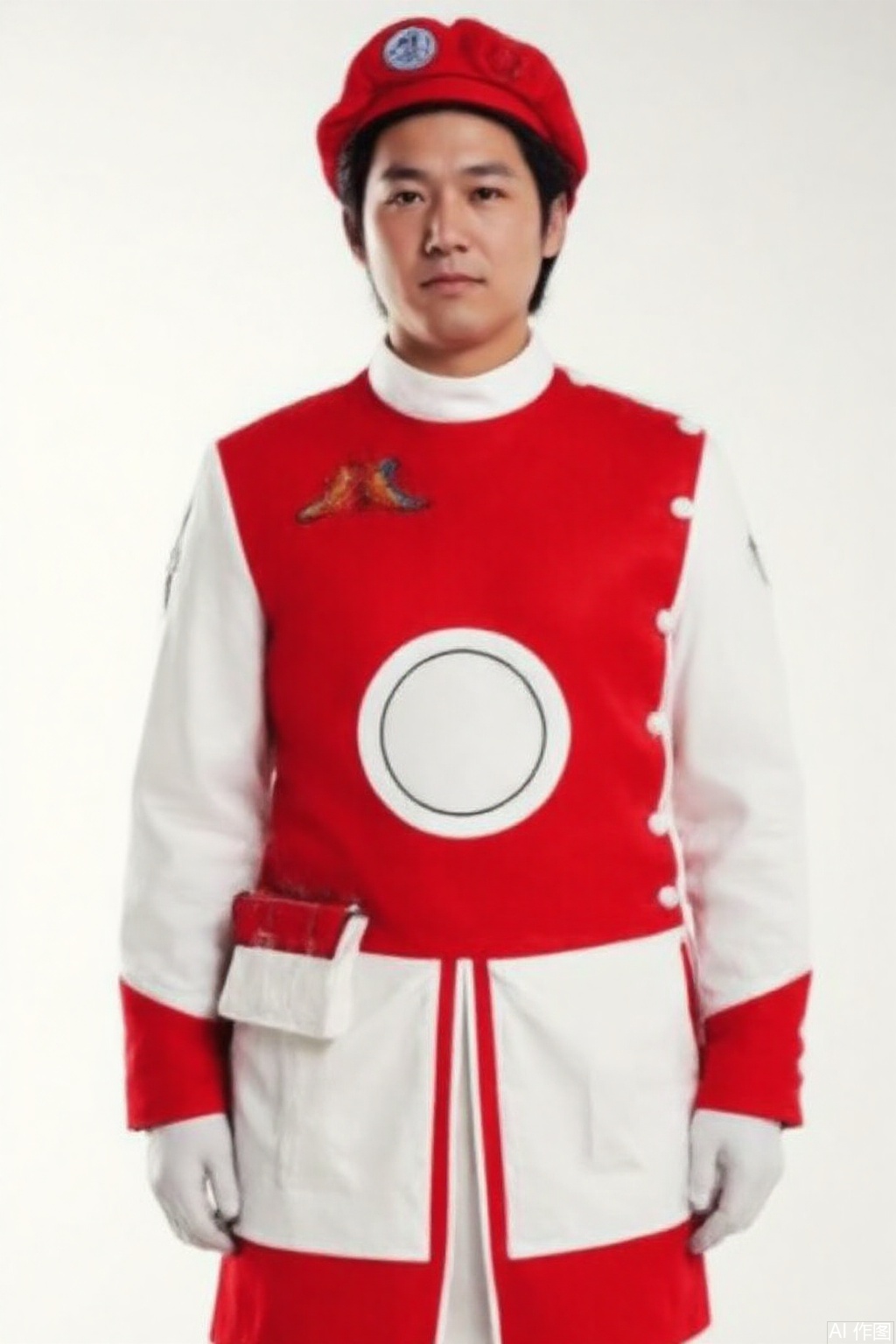 masterpiece, best quality,solo,(white background:1.2),simple background,
looking at viewer,MAC,hat,beret,dress,collar,belt,logo,uniform,jacket,gloves,boots,emblem,white footwear,red vest,red dress with white pattern