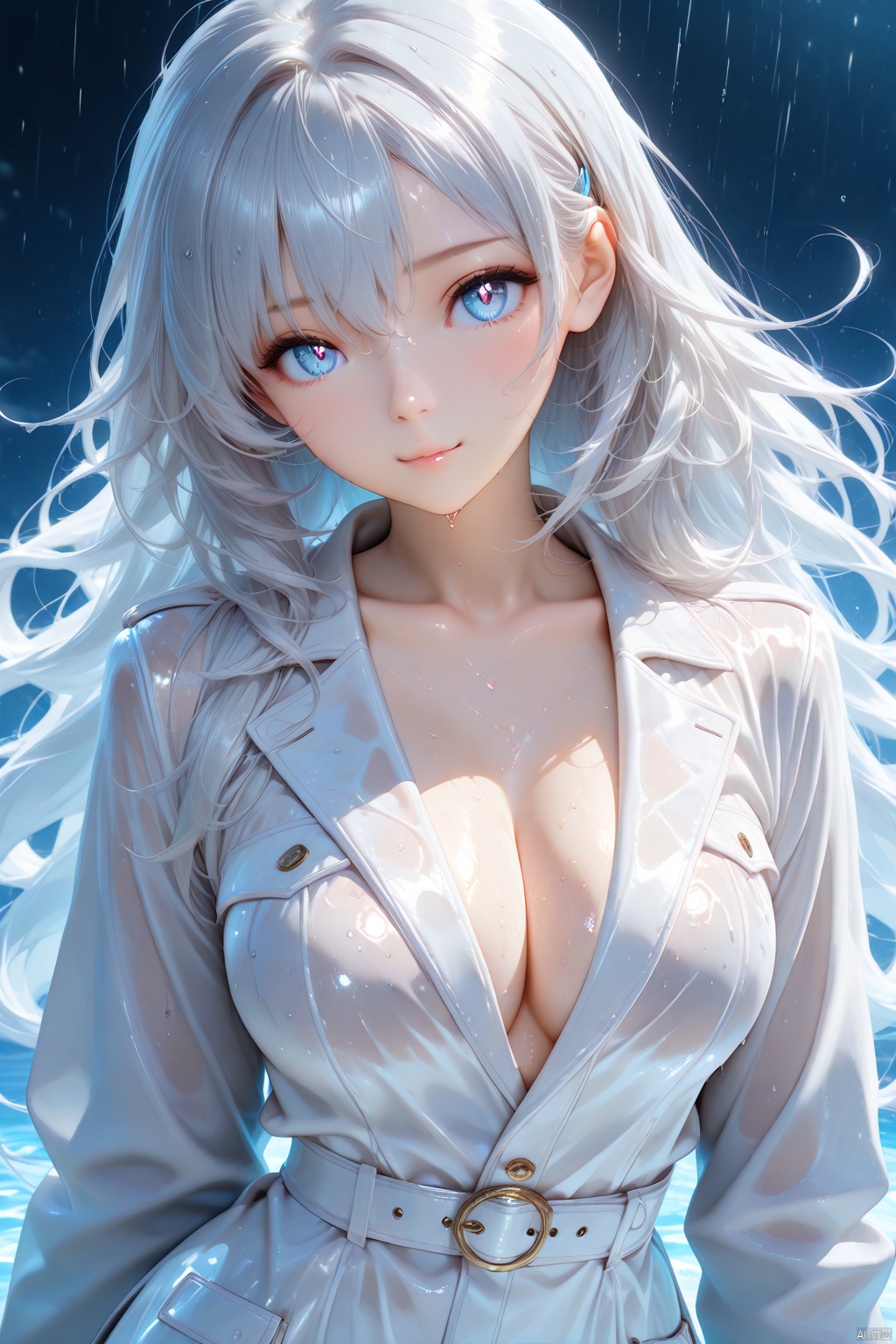 Masterpiece,best quality,ultra-detailed,detailed pupils,high quality,top CG rendering,highest quality,ultra-clear,ultra-detailed,Official Art,Extremely Detailed CG,8k Wallpapers,good figure,HD,game CG, 1girl, wet body,coat