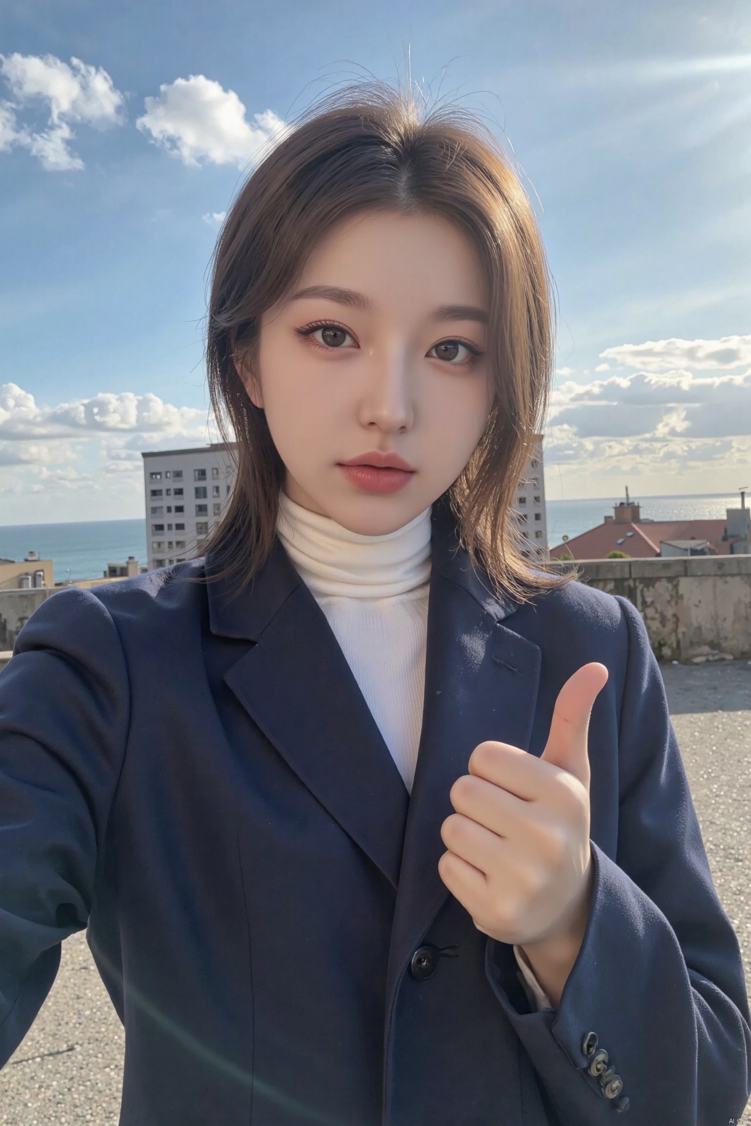 a girl,thumbs up