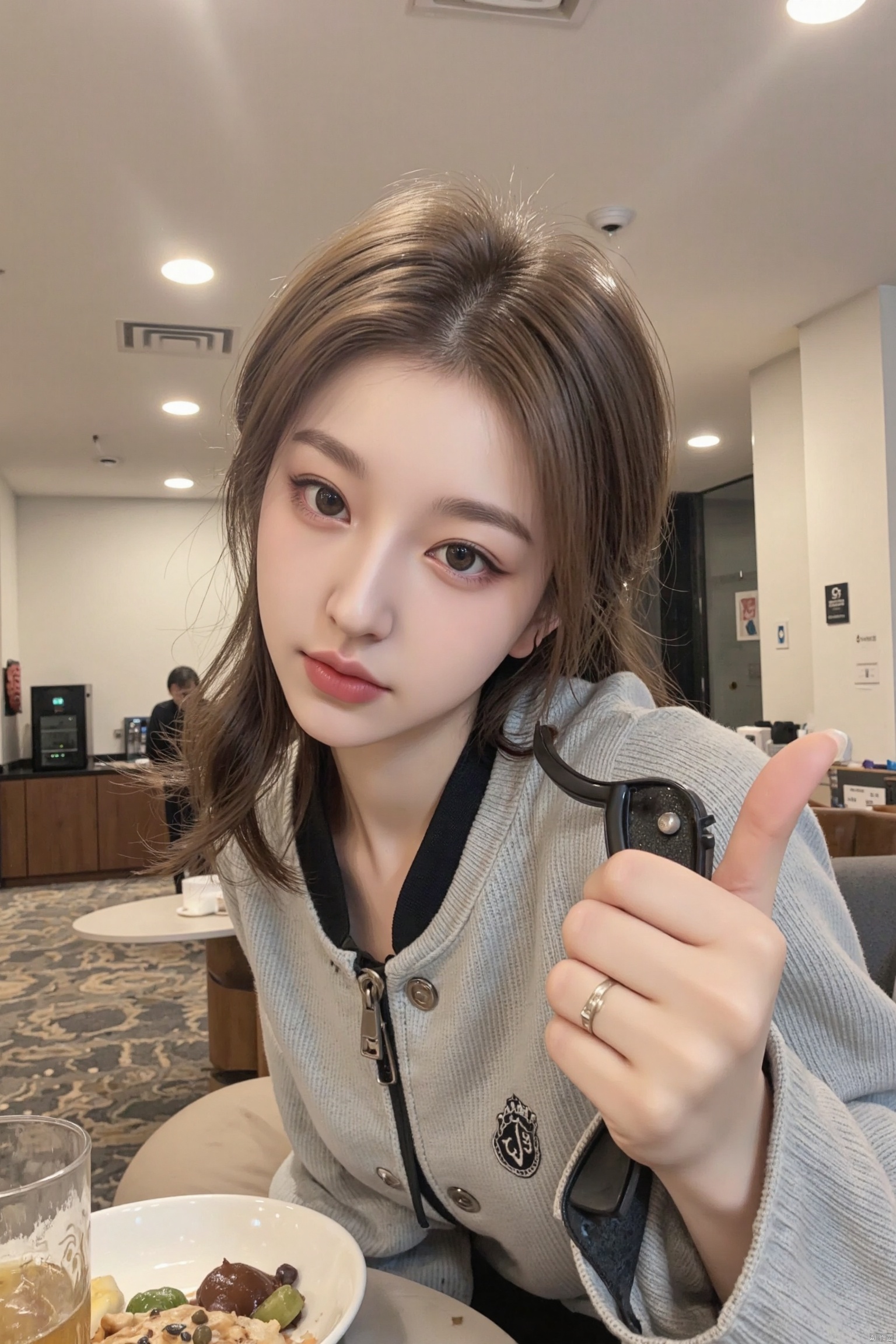 a girl,thumbs up