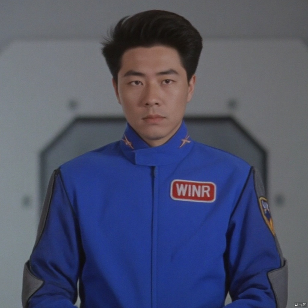 WINR,collar,belt,logo,uniform,jacket,pants,gloves,boots,emblem,blue jacket with grey line,blue pants,