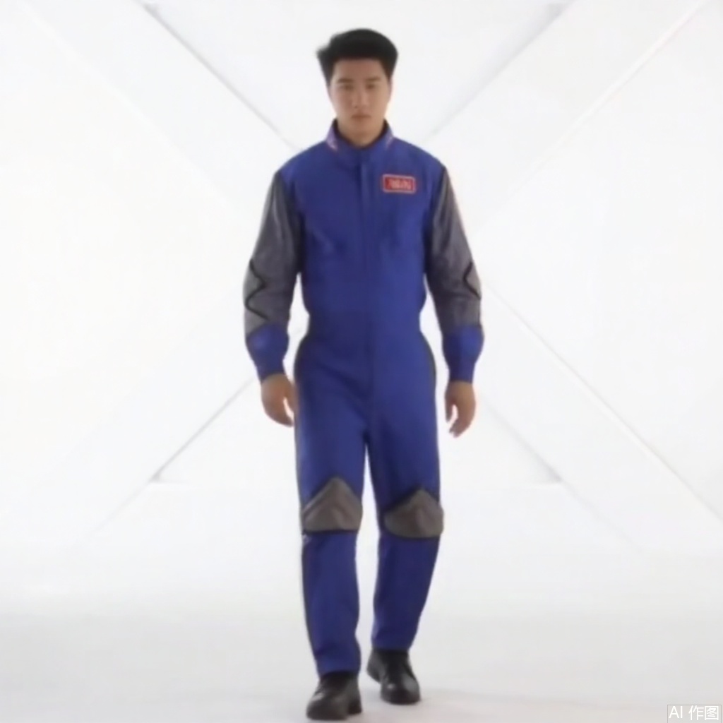 masterpiece, best quality,solo,(white background:1.2),simple background,
looking at viewer,WINR,collar,belt,logo,uniform,jacket,pants,gloves,boots,emblem,blue jacket with grey line,blue pants