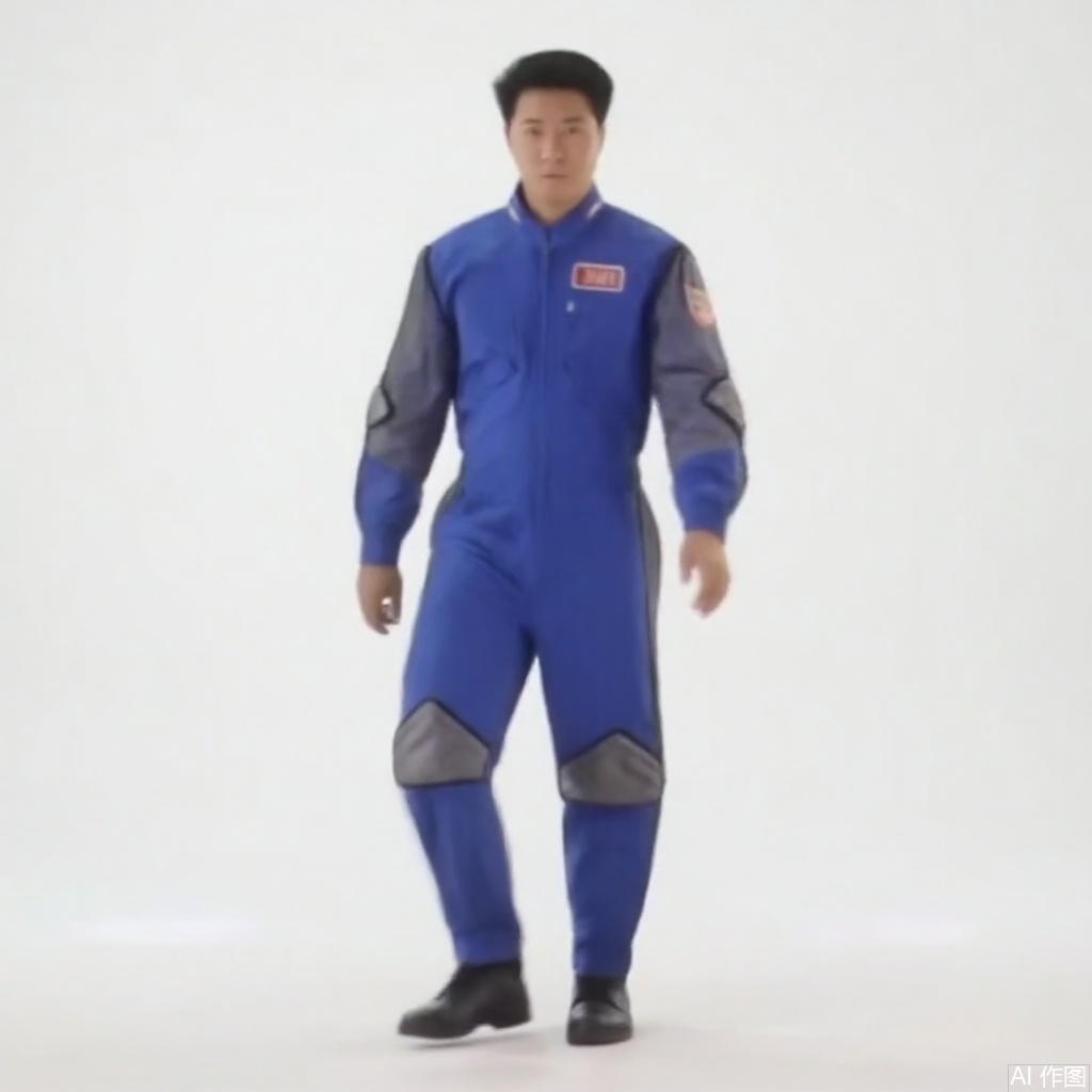 masterpiece, best quality,solo,(white background:1.2),simple background,
looking at viewer,WINR,collar,belt,logo,uniform,jacket,pants,gloves,boots,emblem,blue jacket with grey line,blue pants