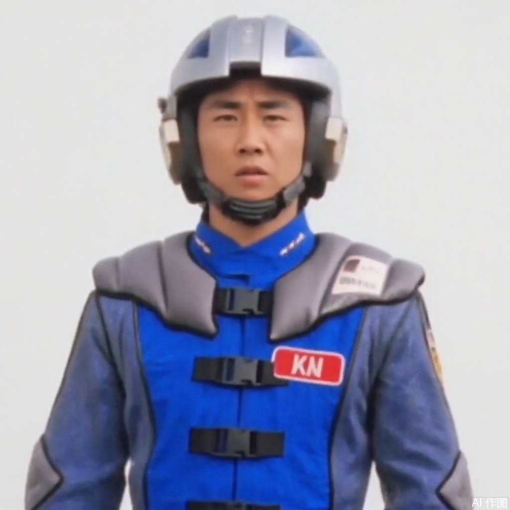 masterpiece, best quality,solo,(white background:1.2),simple background,
looking at viewer,WINR,helmet,collar,belt,logo,uniform,jacket,pants,gloves,boots,emblem,blue jacket with grey line,blue pants