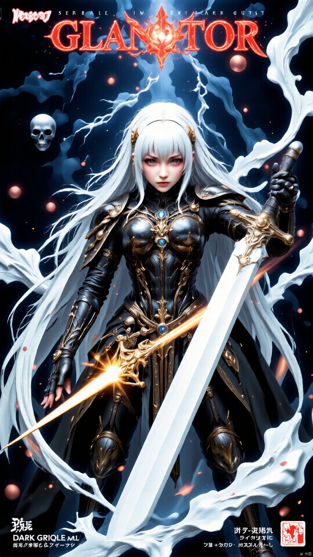 1girl,A picture full of tension,a sword in her hand,dark-bringer,fallen knight,dark arcanist,dark warrior,dark epic,darkness aura,dark phantasy,artorias,holy sword in her hands,evil knight,infernal art in good quality,darkpowerful elegant,vergil,darkness background,berserk guts,dark backround,deathknight,shadow armor,omen from valorant,elf knight,shadowverse style,sharp black armor,dark knight,black shiny armor,dark armor,celshaded art,undead knight,dark backgroud,darkness's background,epic exquisite character art,beautiful sword,epically luminous image,concept art,SKNTXTR,,Glossy Oil Skin,