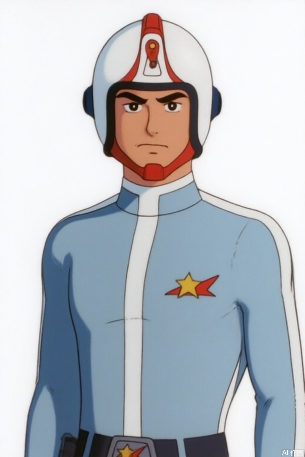 masterpiece, best quality,solo,(white background:1.2),simple background,
looking at viewer,SG,helmet,grey pants,grey jacket,collar,belt,logo,uniform,emblem