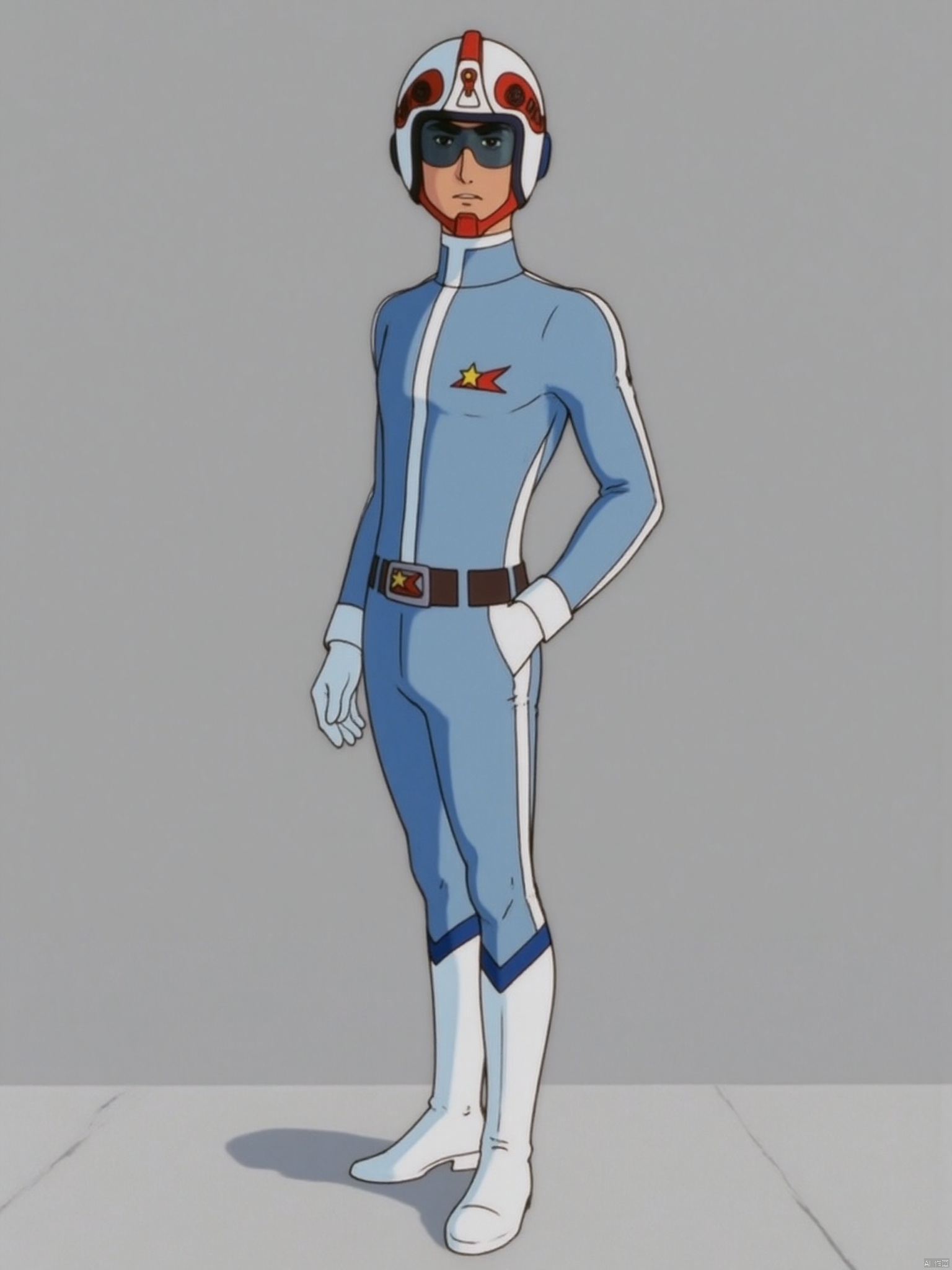 SG,helmet,grey pants,grey jacket,collar,belt,logo,uniform,jacket,gloves,boots,emblem,pants,white gloves,white footwear,