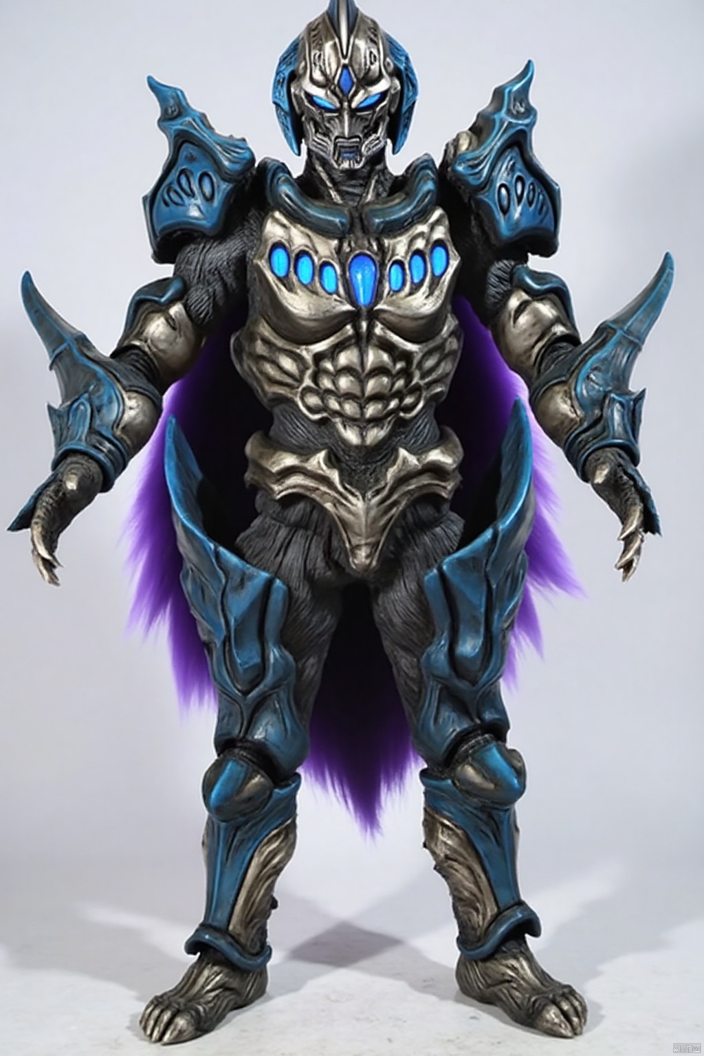 wings,gem,muscular,kaijuu,monster,mecha,robot,breastplate,armor,shoulder armor,gauntlets,cover,mask,helmet,armor,solo,weapon,armor