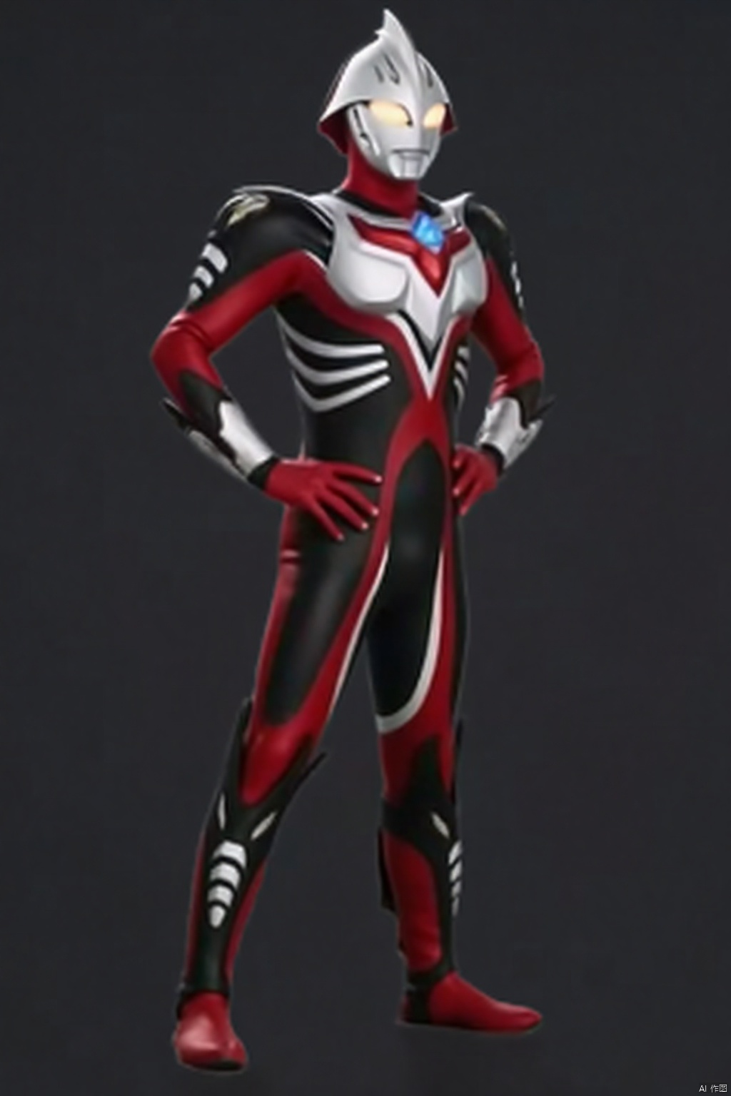 ultraman,bodysuit,gloves,legwear,boots,cover,mask,plugsuit,armor,bodysuit,pattern on body,tight-fitting,helmet,leather suit,latex,tokusatsu,no humans,science fiction,hard mask,no smile,no eyes,no nose,solo,rubber bodysuit with line,alien,