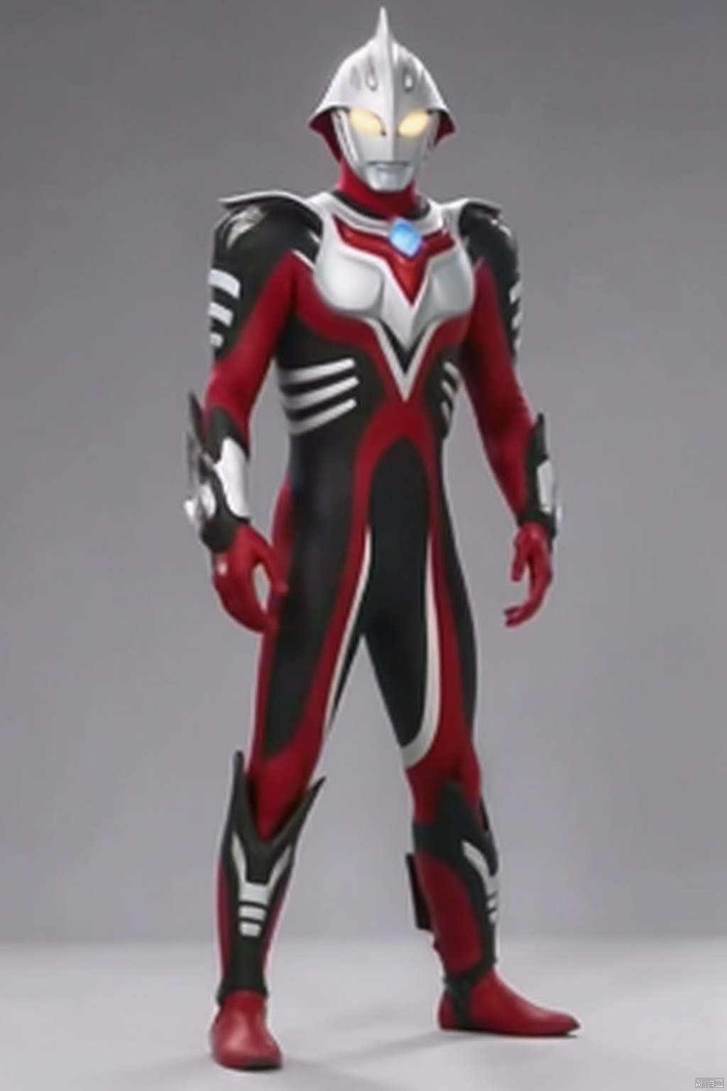 ultraman,bodysuit,gloves,legwear,boots,cover,mask,plugsuit,armor,bodysuit,pattern on body,tight-fitting,helmet,leather suit,latex,tokusatsu,no humans,science fiction,hard mask,no smile,no eyes,no nose,solo,rubber bodysuit with line,alien,