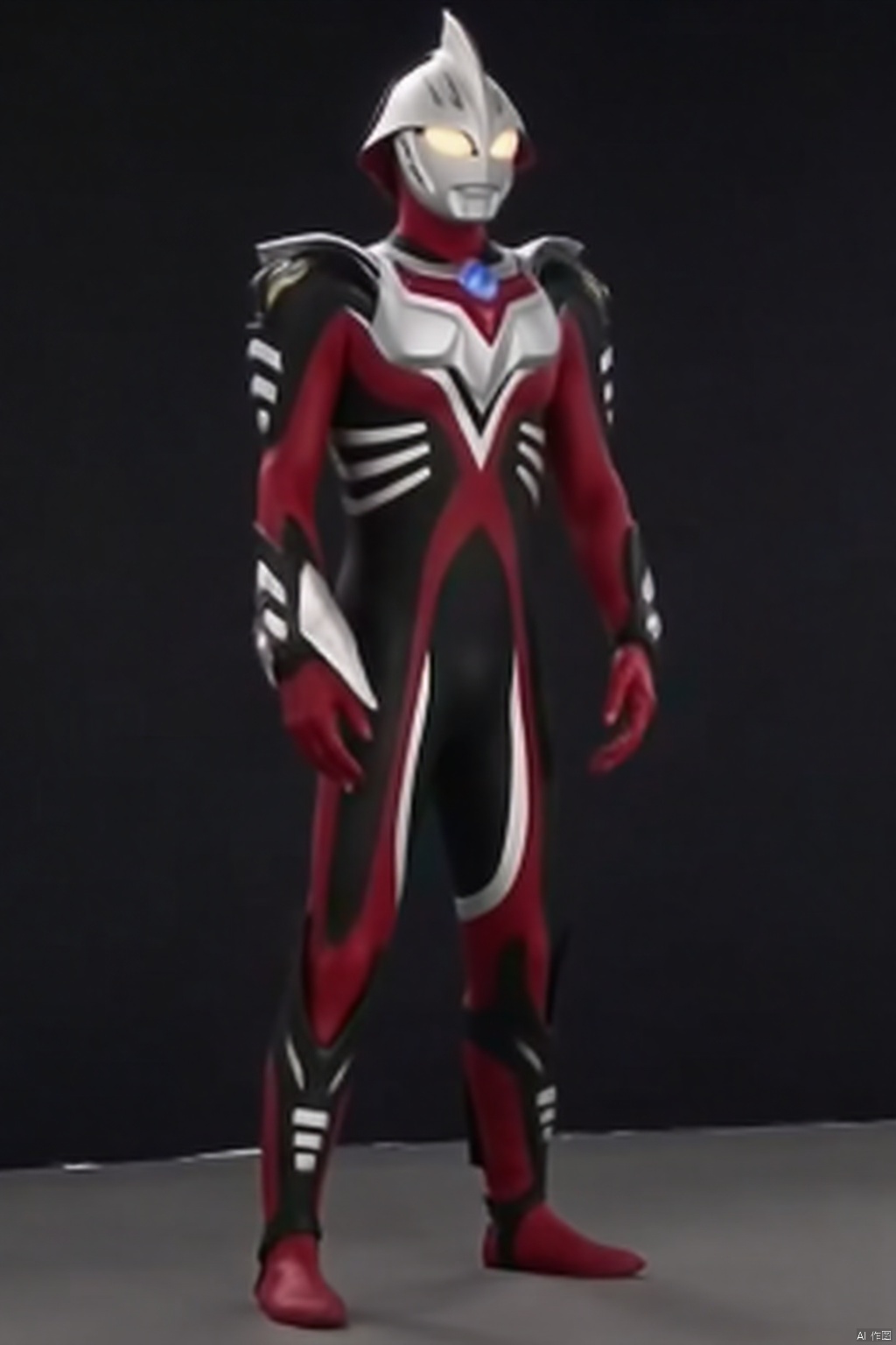 ultraman,bodysuit,gloves,legwear,boots,cover,mask,plugsuit,armor,bodysuit,pattern on body,tight-fitting,helmet,leather suit,latex,tokusatsu,no humans,science fiction,hard mask,no smile,no eyes,no nose,solo,rubber bodysuit with line,alien,