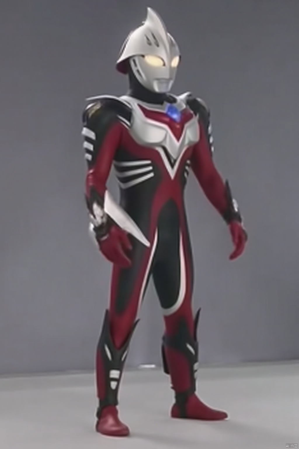 ultraman,bodysuit,gloves,legwear,boots,cover,mask,plugsuit,armor,bodysuit,pattern on body,tight-fitting,helmet,leather suit,latex,tokusatsu,no humans,science fiction,hard mask,no smile,no eyes,no nose,solo,rubber bodysuit with line,alien,