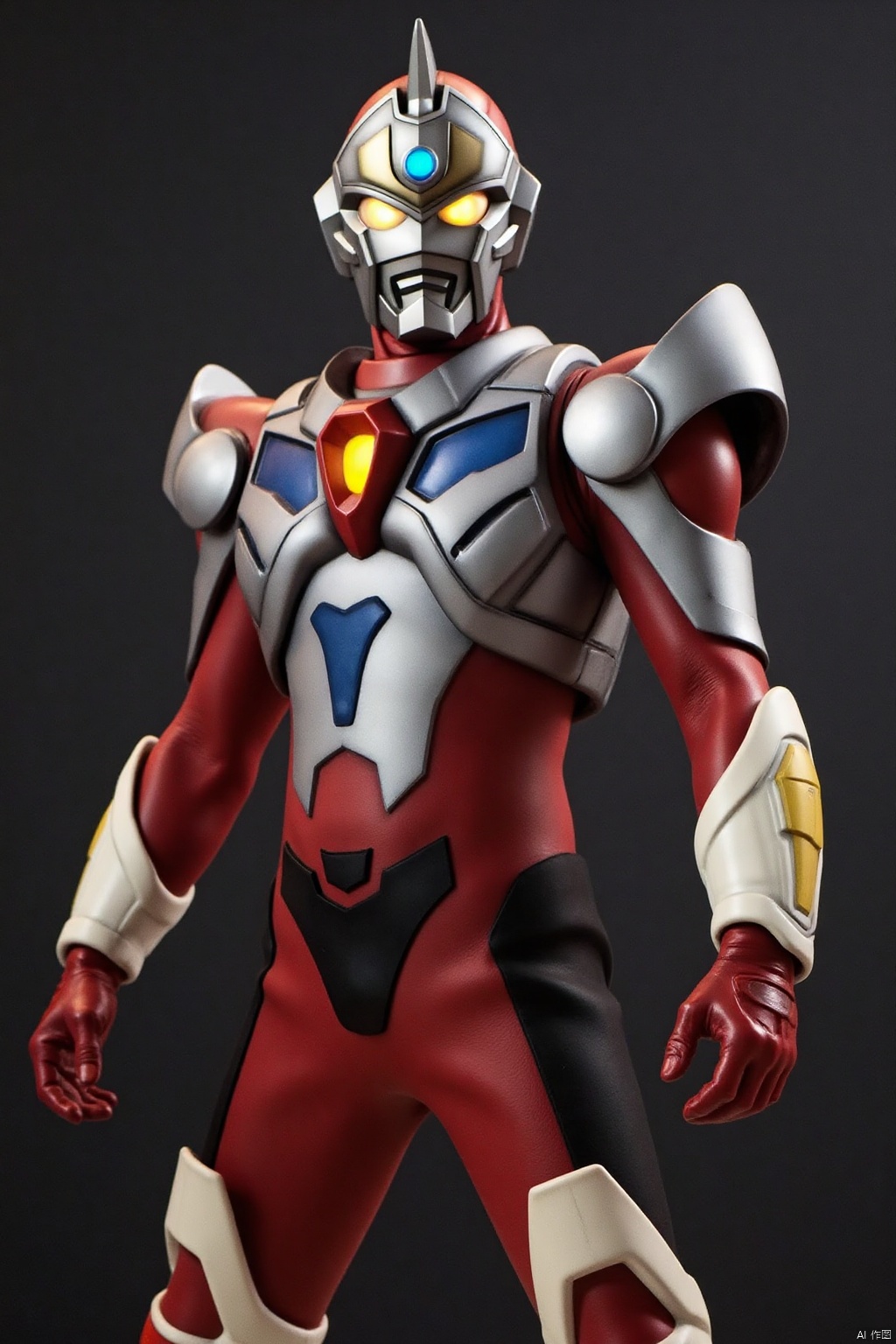 ultraman,bodysuit,gloves,legwear,boots,cover,mask,plugsuit,armor,bodysuit,pattern on body,tight-fitting,helmet,leather suit,latex,tokusatsu,no humans,science fiction,hard mask,no smile,no eyes,no nose,solo,rubber bodysuit with line,alien,Gridman