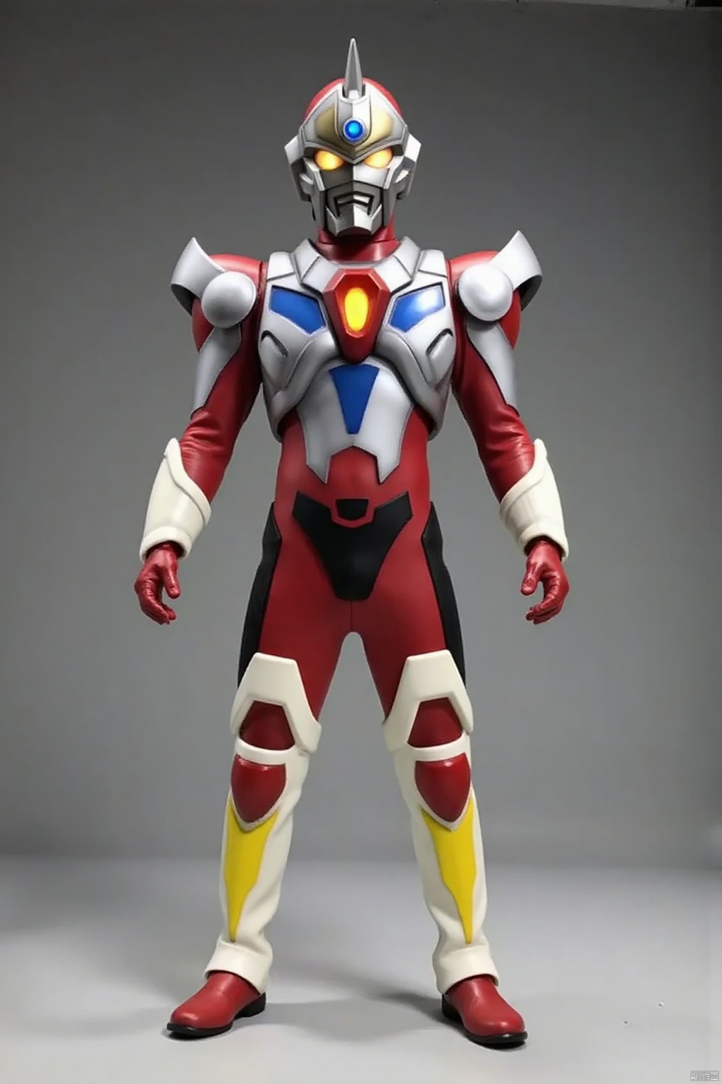 ultraman,bodysuit,gloves,legwear,boots,cover,mask,plugsuit,armor,bodysuit,pattern on body,tight-fitting,helmet,leather suit,latex,tokusatsu,no humans,science fiction,hard mask,no smile,no eyes,no nose,solo,rubber bodysuit with line,alien,Gridman