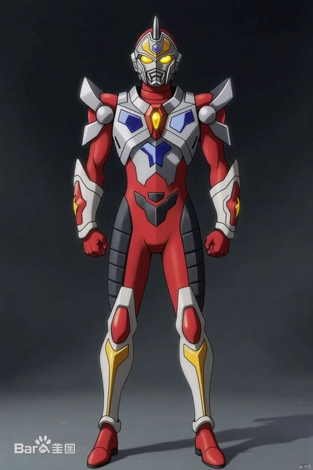 ultraman,bodysuit,gloves,legwear,boots,cover,mask,plugsuit,armor,bodysuit,pattern on body,tight-fitting,helmet,leather suit,latex,tokusatsu,no humans,science fiction,hard mask,no smile,no eyes,no nose,solo,rubber bodysuit with line,alien,Gridman