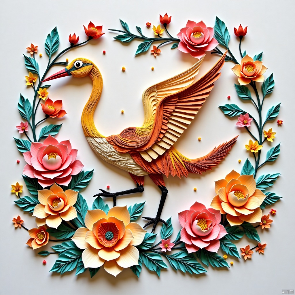 crane,Paper quilling art